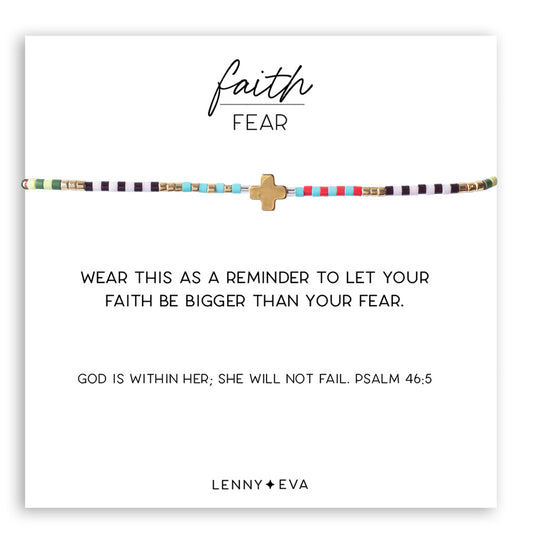 Faith Over Fear Cross Cord Bracelet