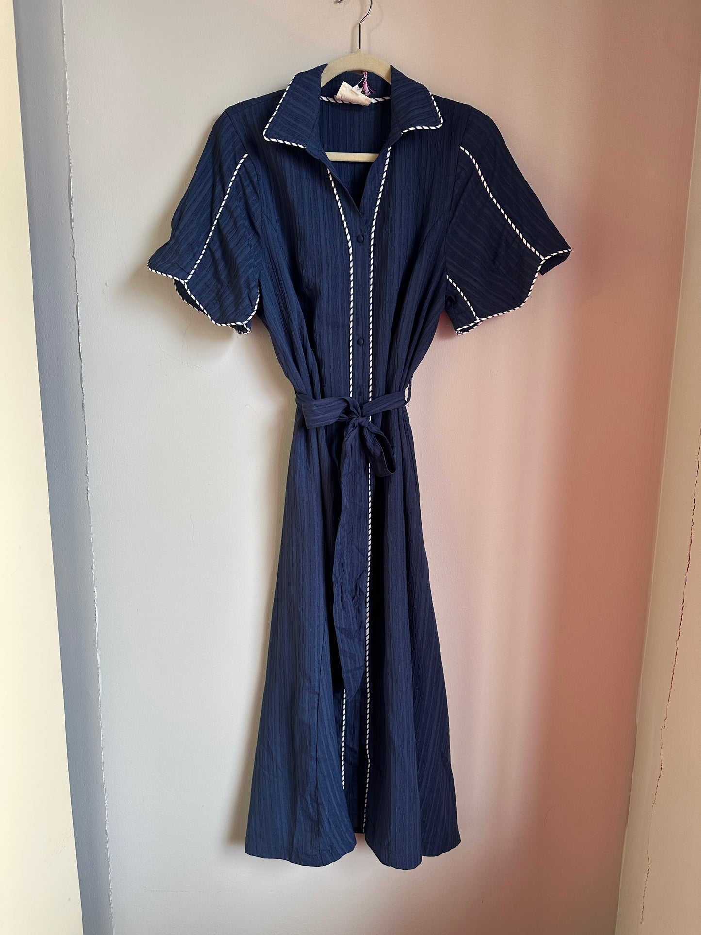 Button-Down Midi Dress with Waist Tie