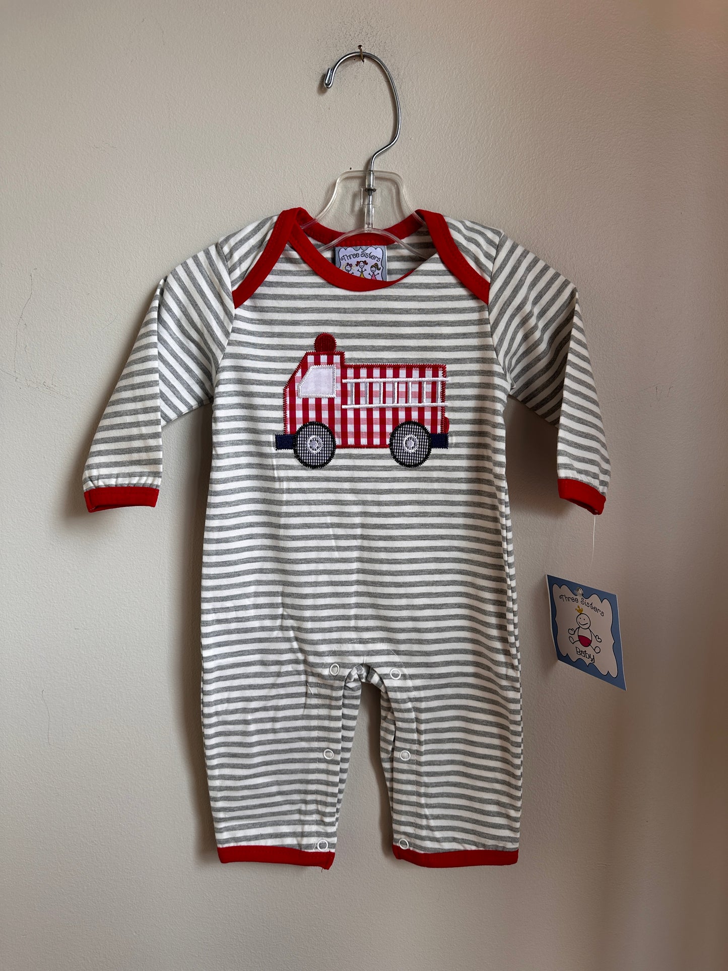 Firetruck Applique Boys Romper