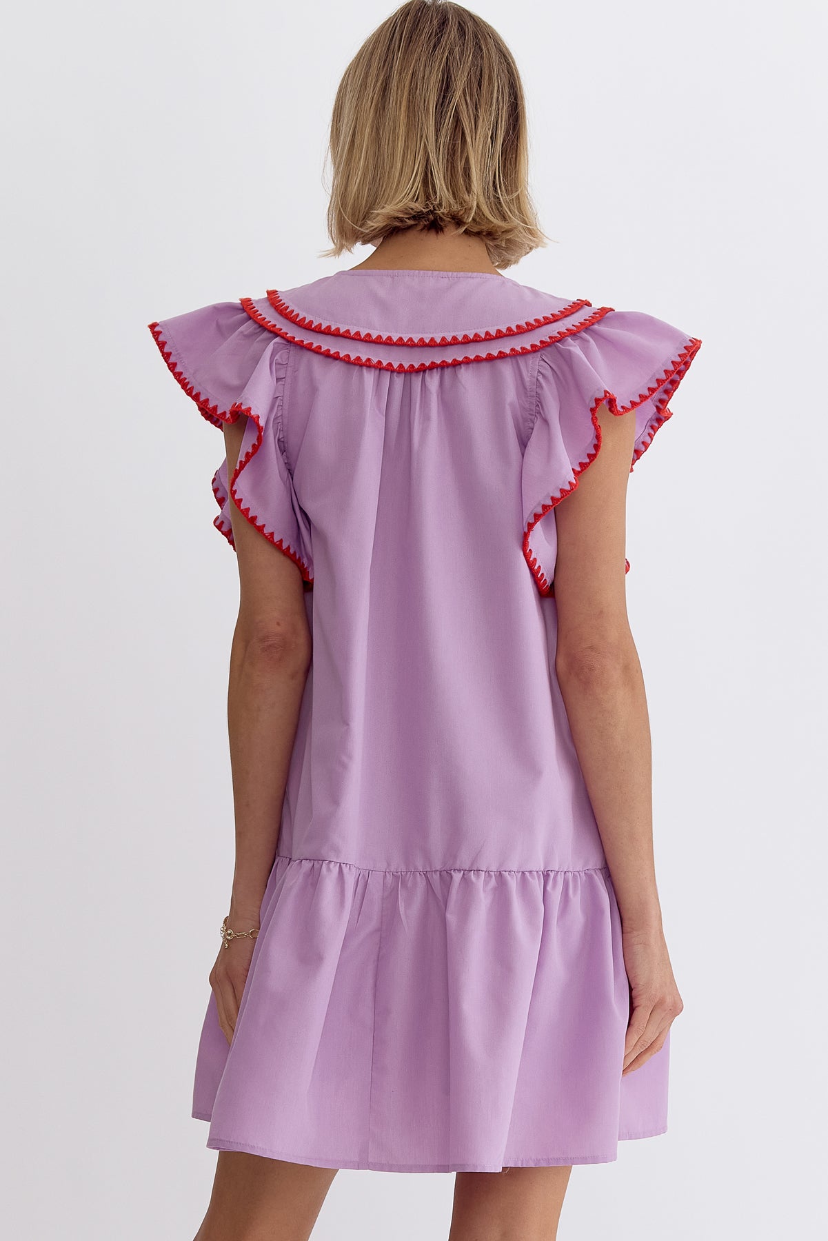 Flutter Sleeve V-neck Dress