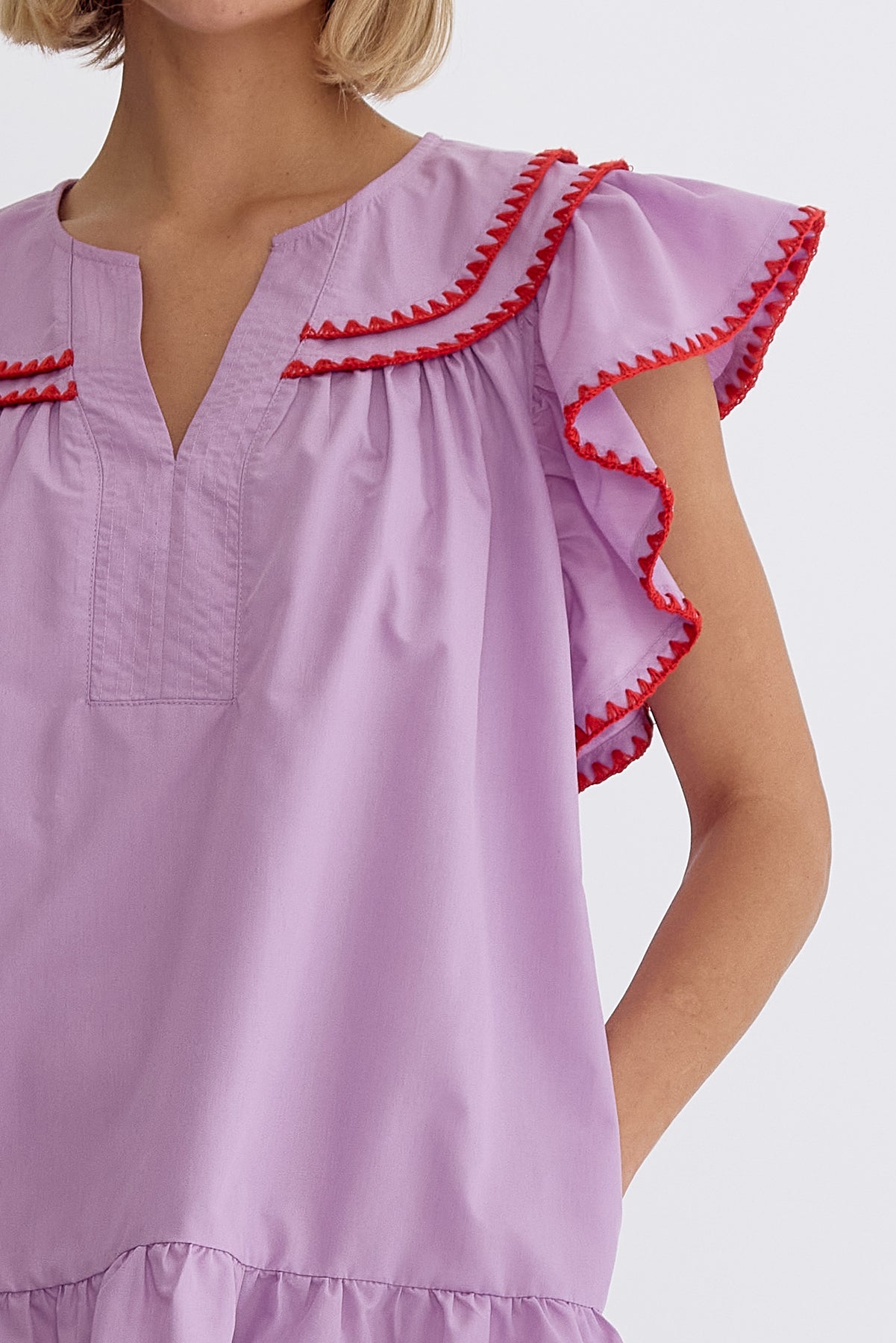 Flutter Sleeve V-neck Dress