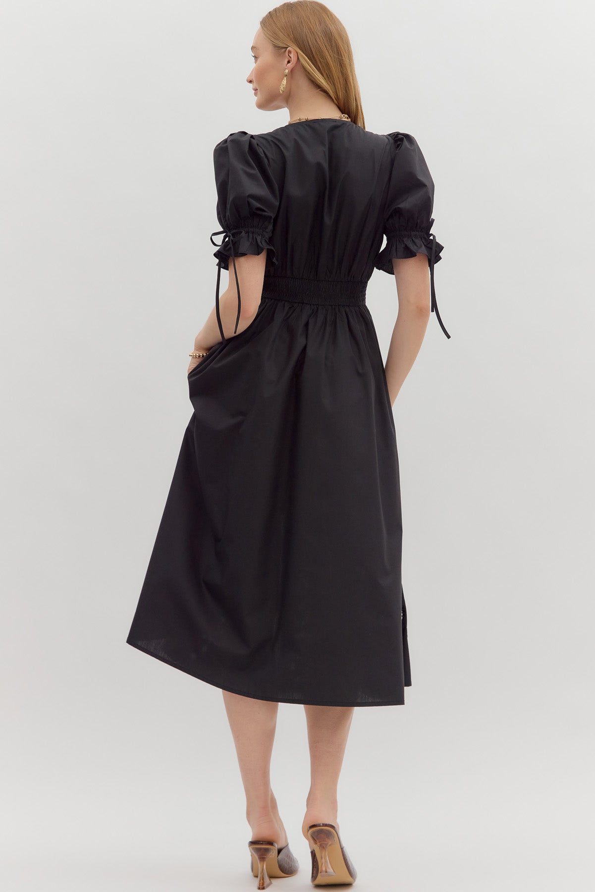 Black dress with eyelet detail