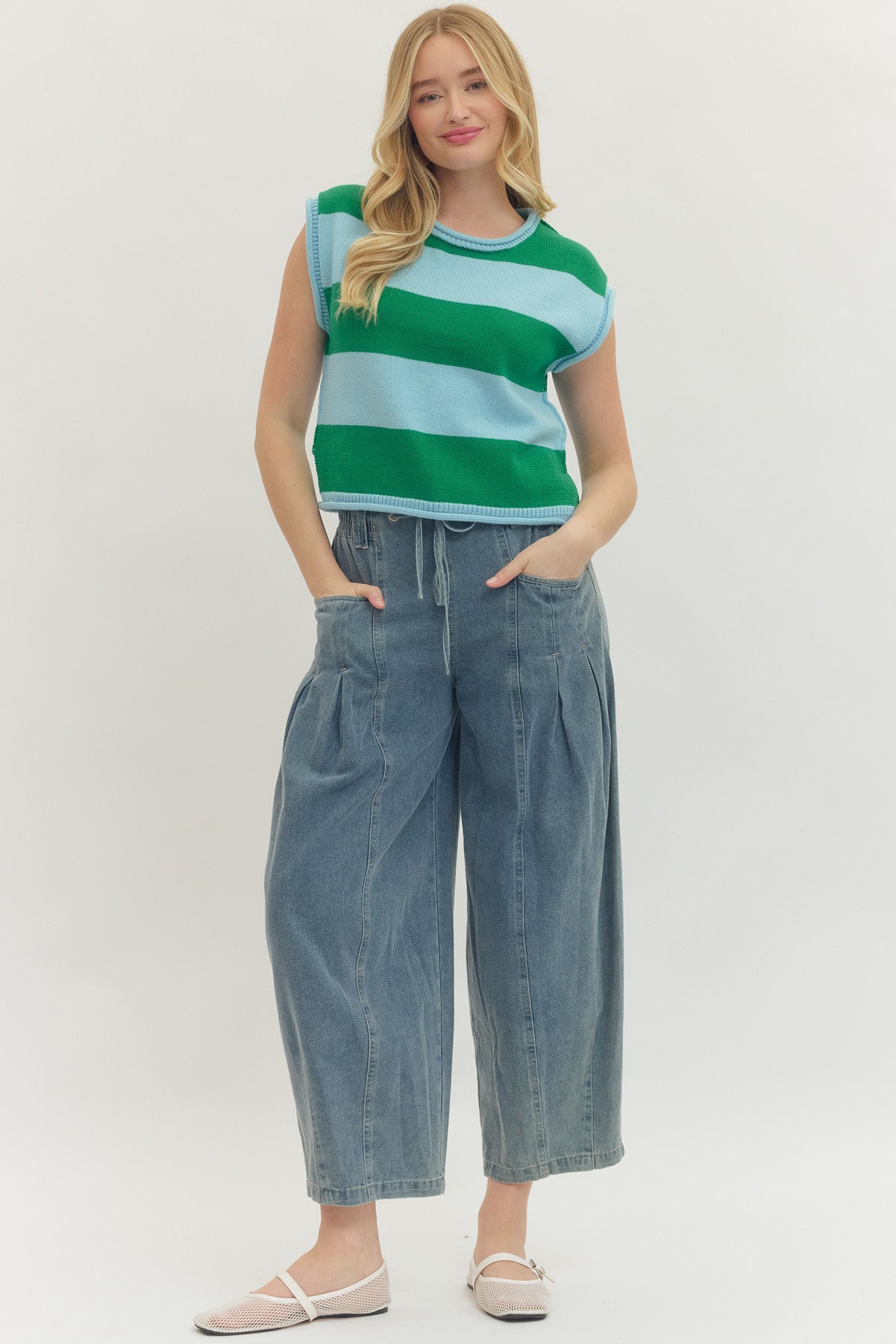 Green & Blue SS Sweater