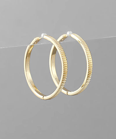 Brass texture huggie hoop earrings