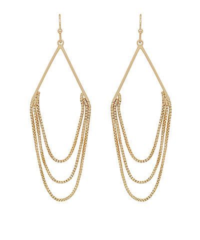 Triangle triple layer chain earrings