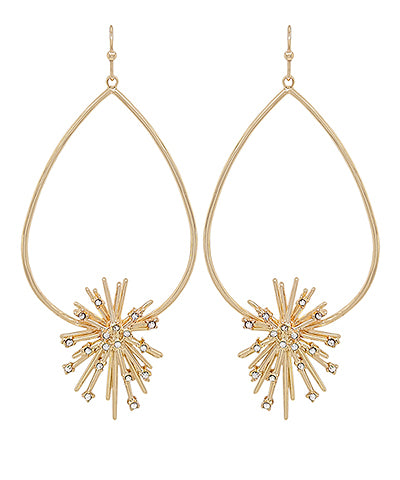 Pave Snowflake Accent Teardrop Earrings