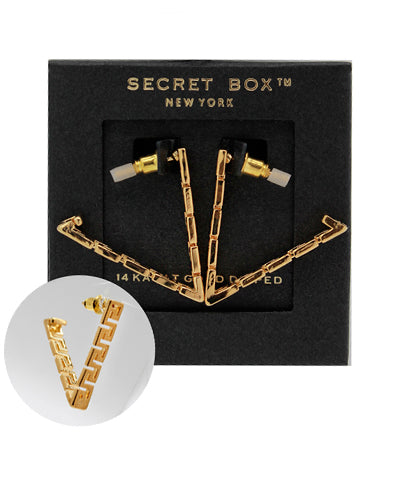 Greek Key Triangle Earrings