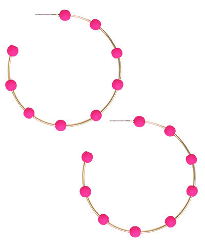 Color coated ball hoop earrings
