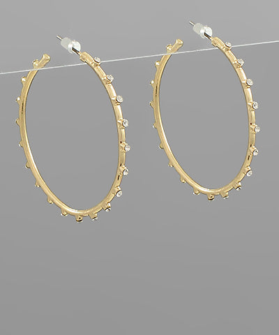 CZ Beaded Metal Hoops