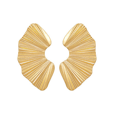 Gold Fan shaped metal earrings