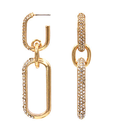 Linked Pave Double Oval Earrings