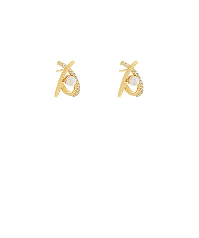 heart pearl cz earrings