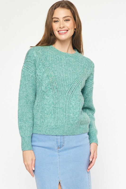 Cable Knit LS Sweater