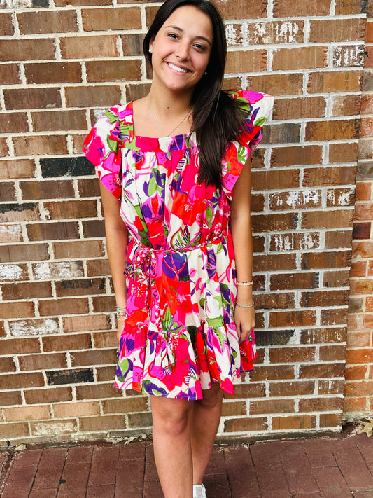 floral dress with tie