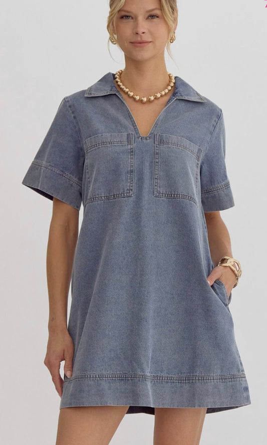 Denim dress w/ pockets