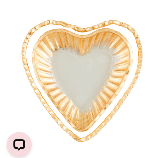 Glass heart tidbit tray set