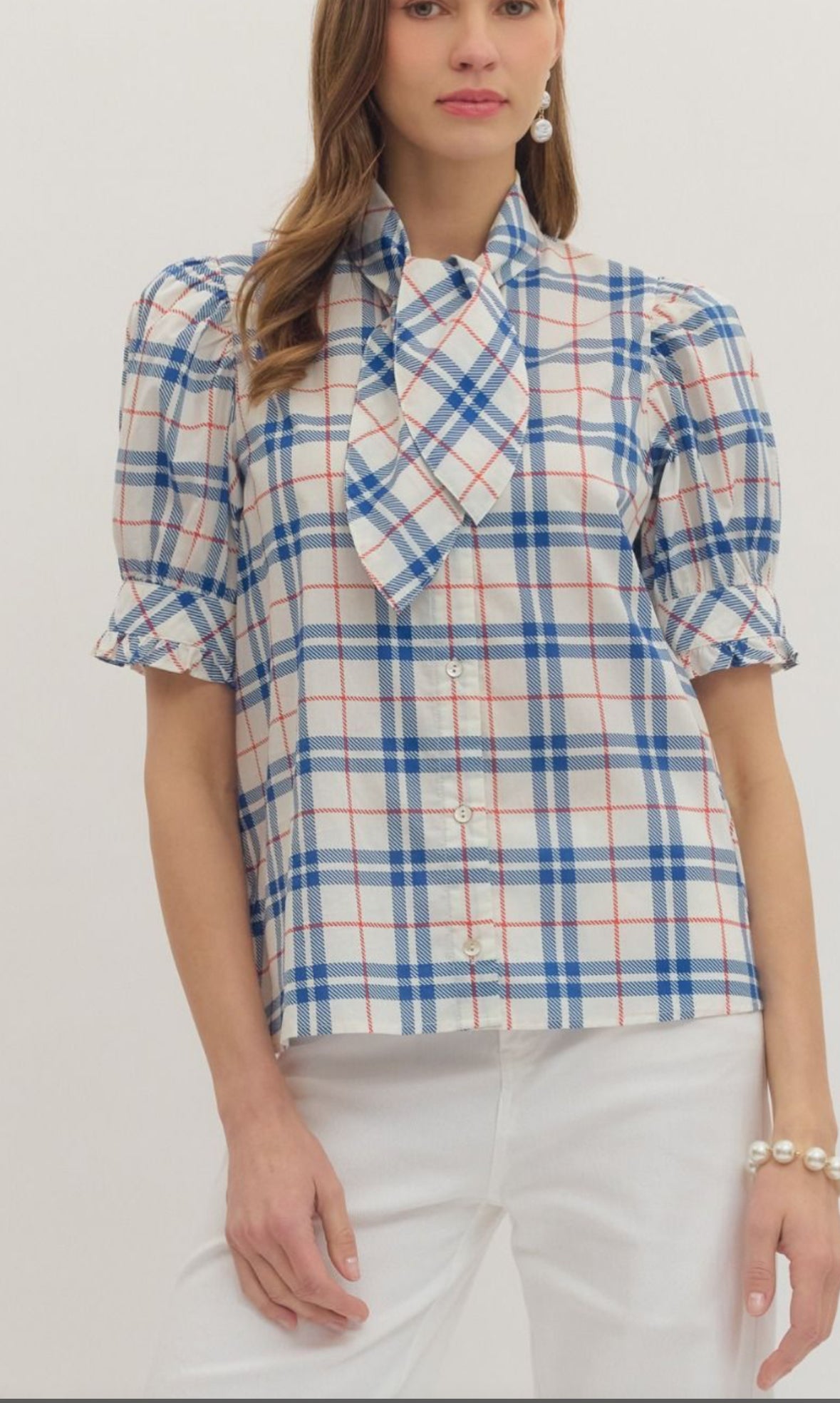 Plaid tie top