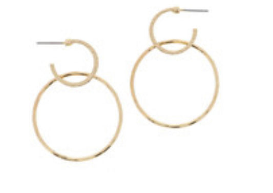 Smaller Gold Wide Textured Hoop w/ Large Hoop Earrings