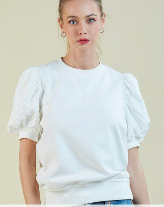 White puff sleeve top