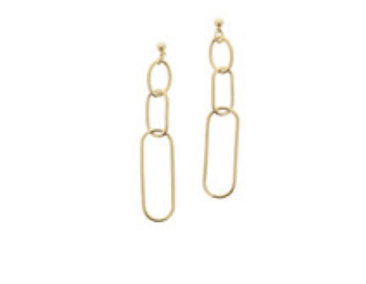 Gold Oval Paperclip Earrings - Large