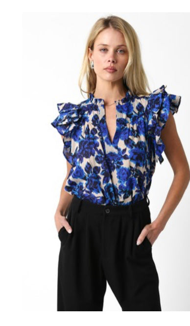 Jessica Top with royal and cream