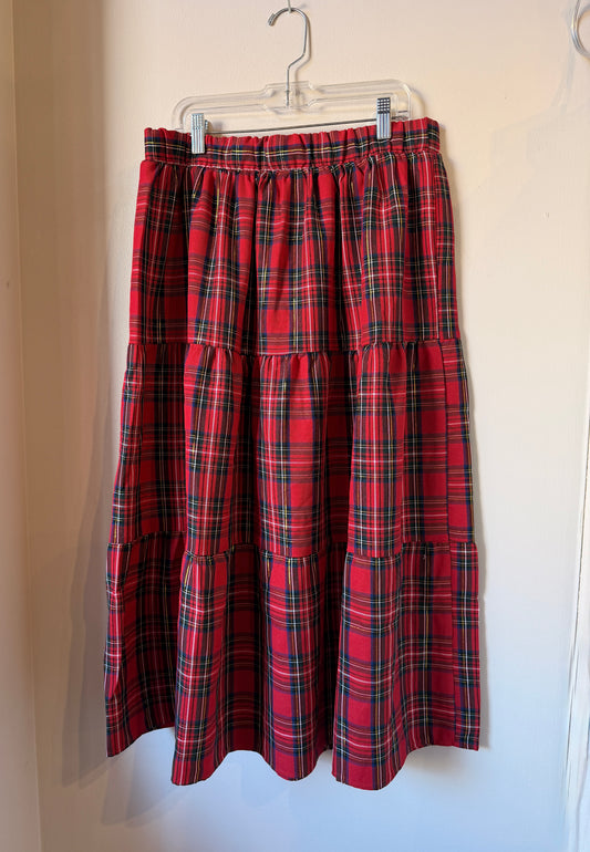 Red Plaid Tiered Skirt