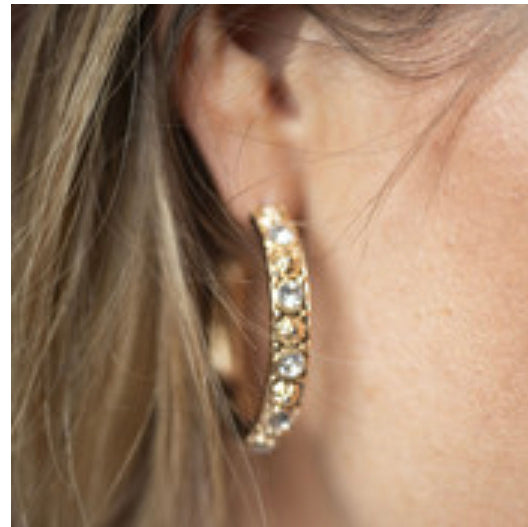 Gold Hoop with Crystal and Stud Accents Earrings