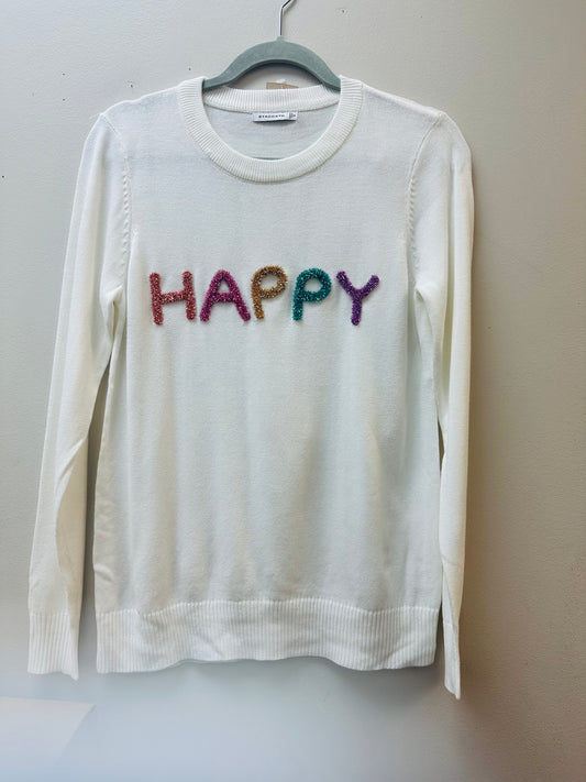 Happy Glitter Letter Sweater