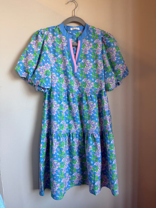 Mini Kinsley Posies Blue Dress