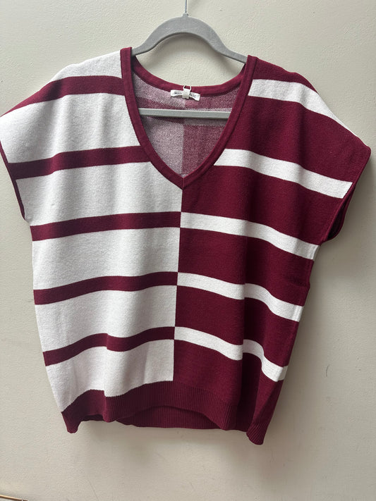 Maroon & White Hannah Sweater