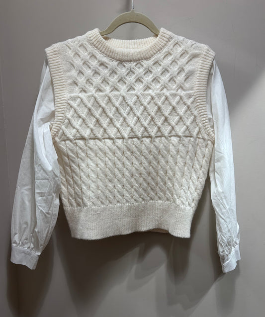 Knit Woven Combo Top