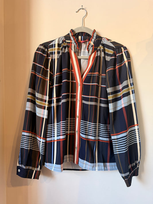 Plaid Long Sleeve Button Top