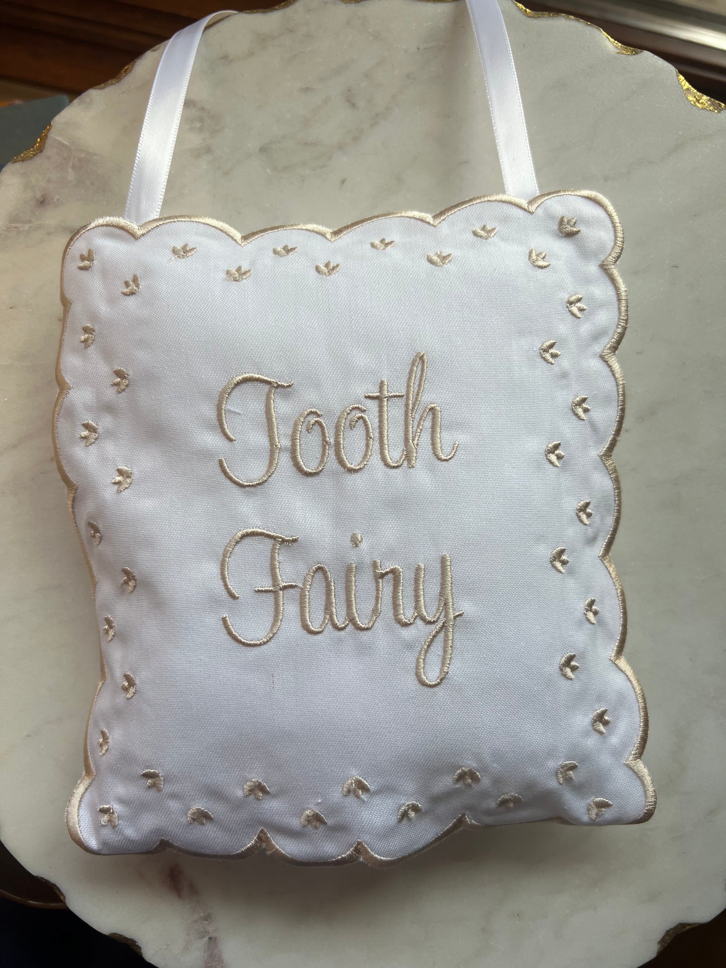 Linen Tooth Fairy Sign Pillow