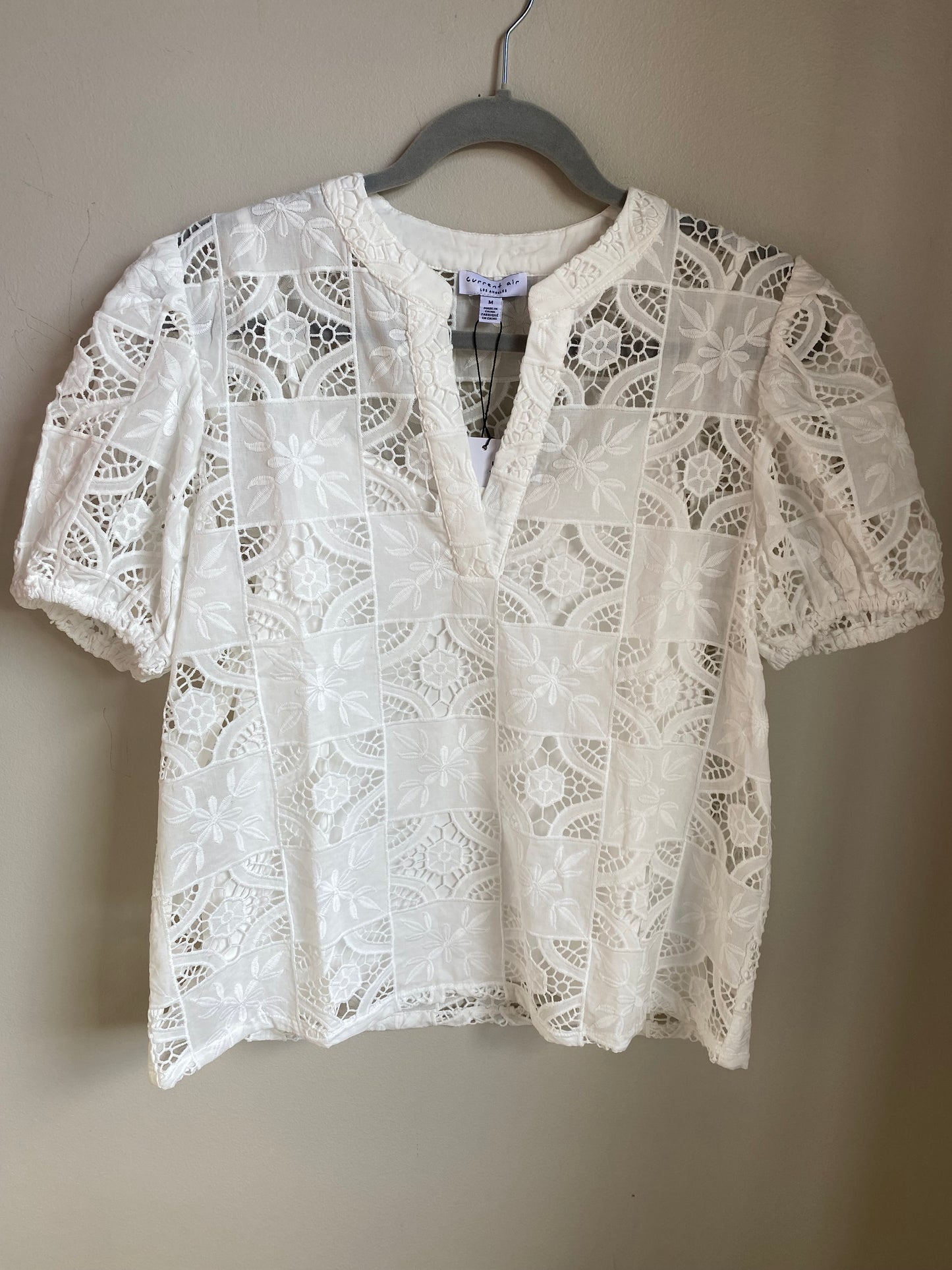 Split Neck Lace Blouse