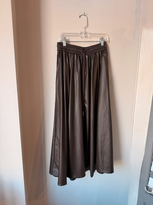 Drawstring A-Line Midi Skirt