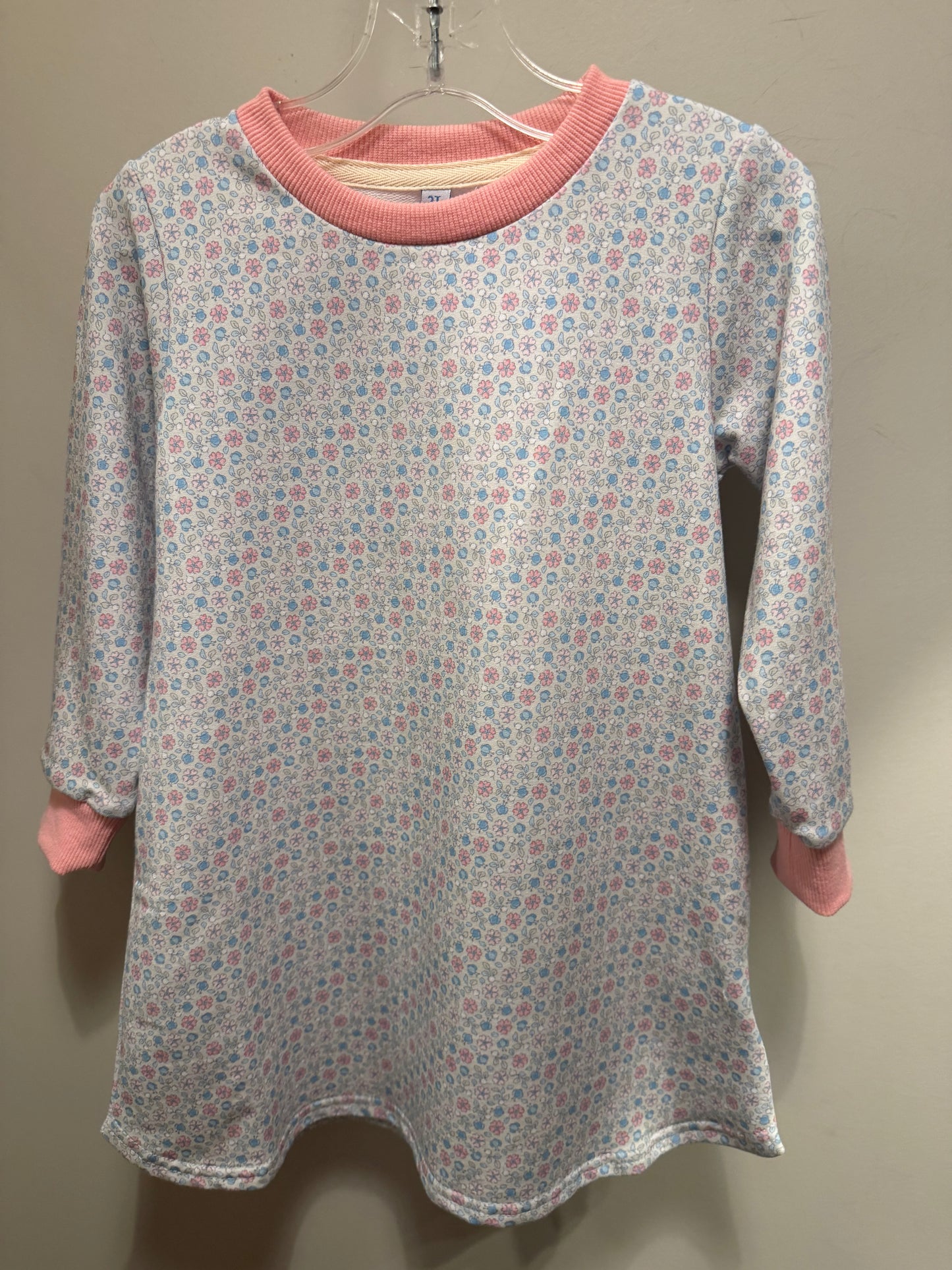 Blue/Pink Floral Sweatshirt Dress