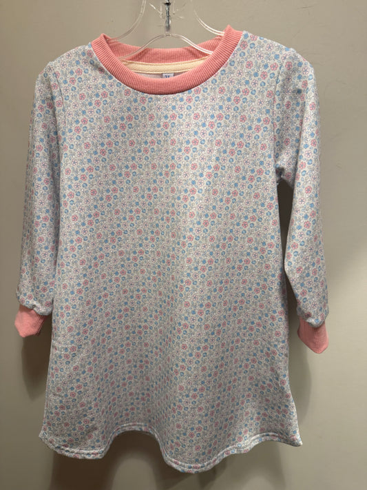 Blue/Pink Floral Sweatshirt Dress