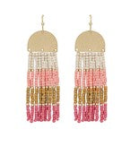 Pink/White/Gold Beaded Earrings - Ep47606