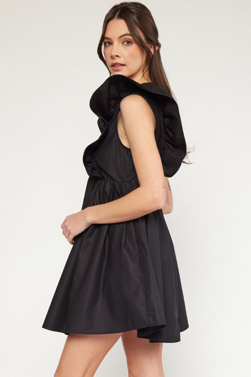 Ruffle Sleeve Dress With Ruching