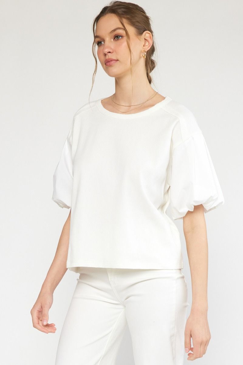 Knit Bubble Sleeve Top
