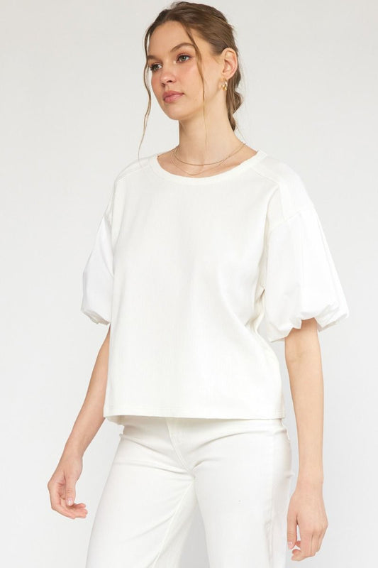 Knit Bubble Sleeve Top