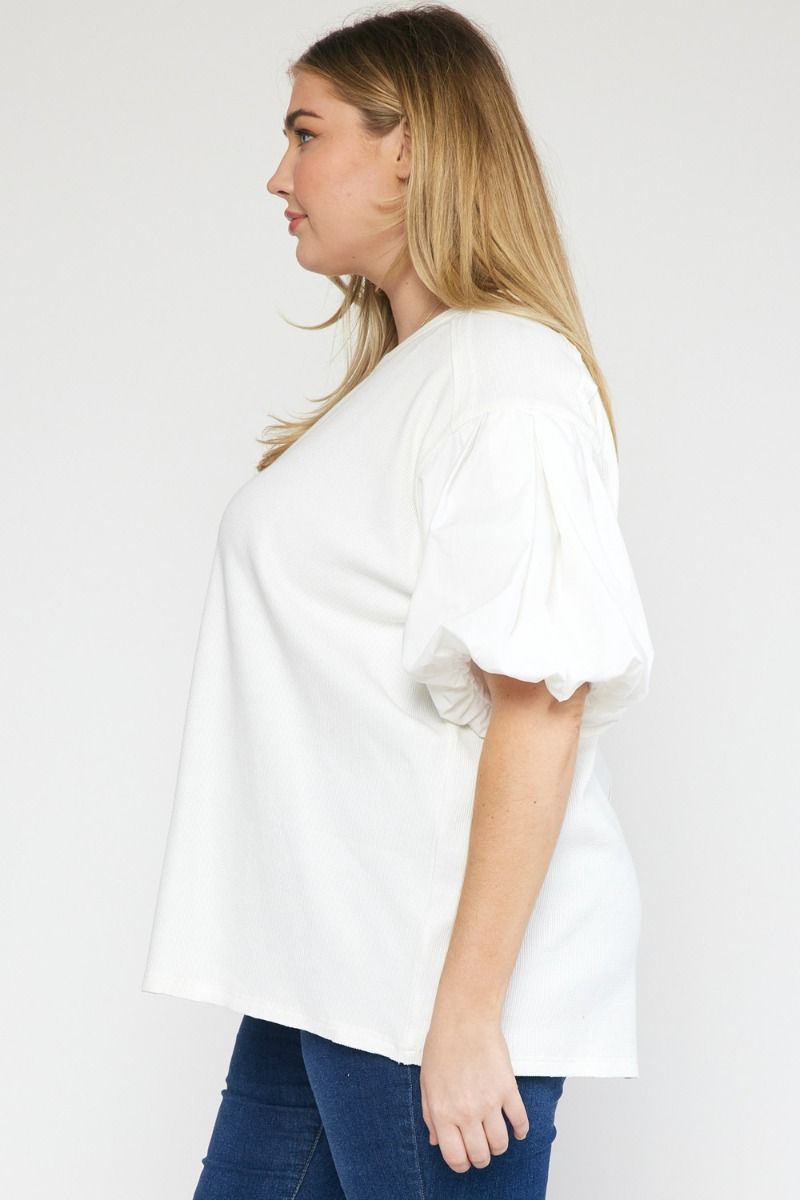 Knit Bubble Sleeve Top