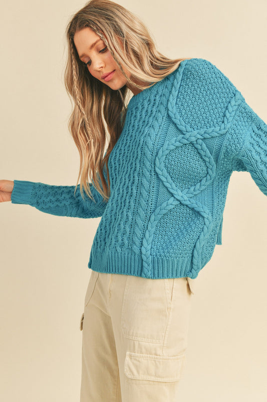 Cable Knit Sweater w/ Braiding
