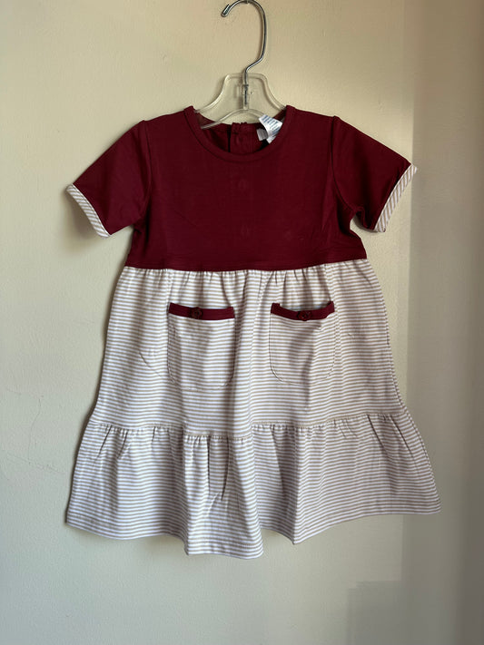 Maroon khaki bulldog dress