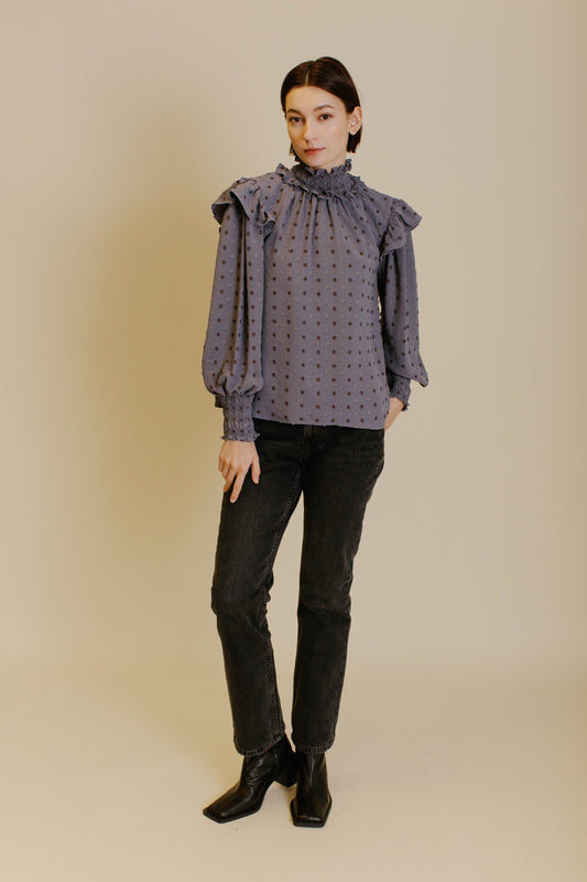 Swiss Dot Smocked Blouse