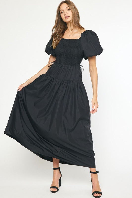 Solid Square Neck SS Maxi Dress
