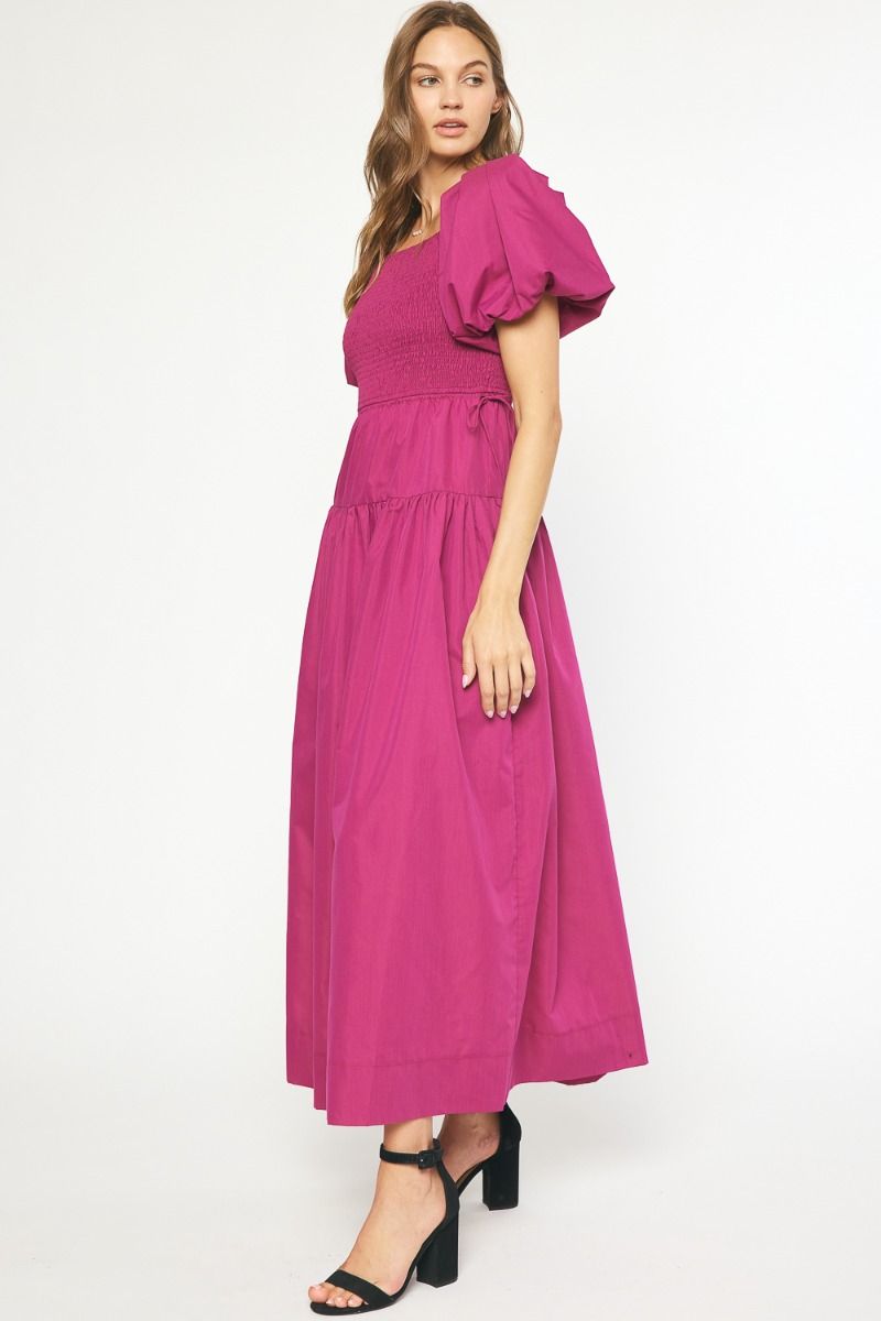 Solid Square Neck SS Maxi Dress