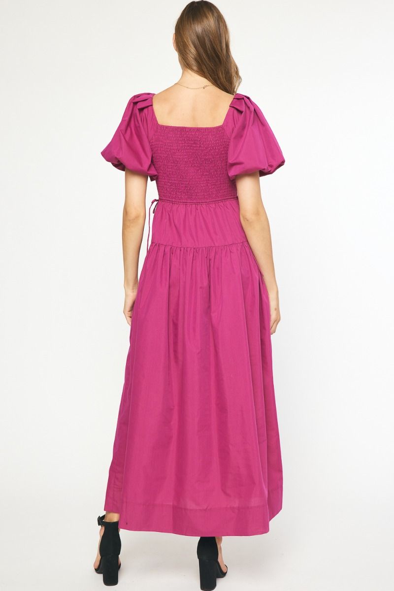 Solid Square Neck SS Maxi Dress