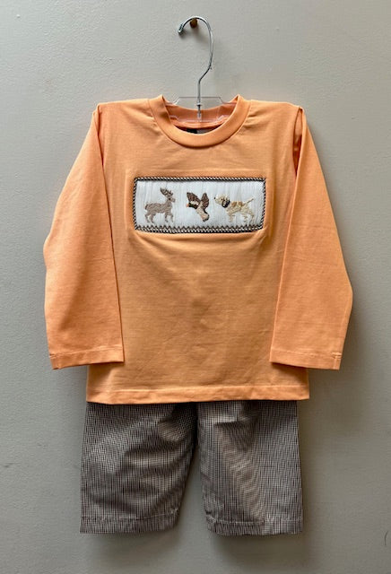 Orange Boys Life Smocked Pants Set