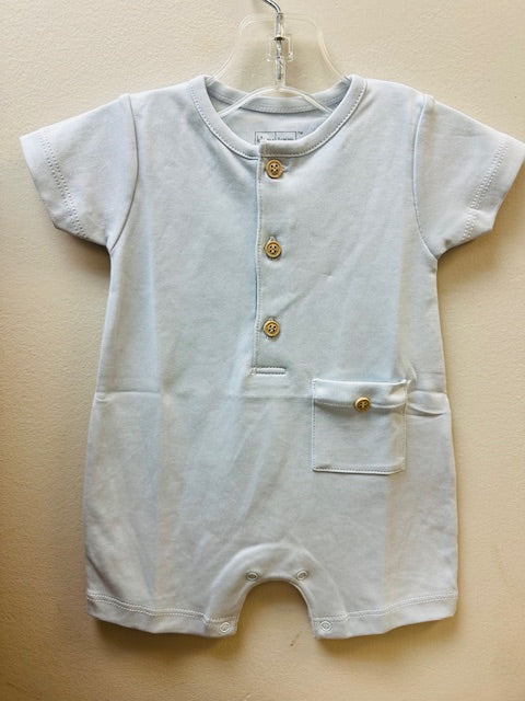 Light Blue Short Sleeve Button Playsuit